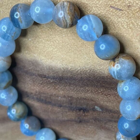 Blue-Onyx-Bead-Bracelet_grande  Blue Onyx 8mm stretch bracelet beaded bracelet 6.75” stretch crystal healing